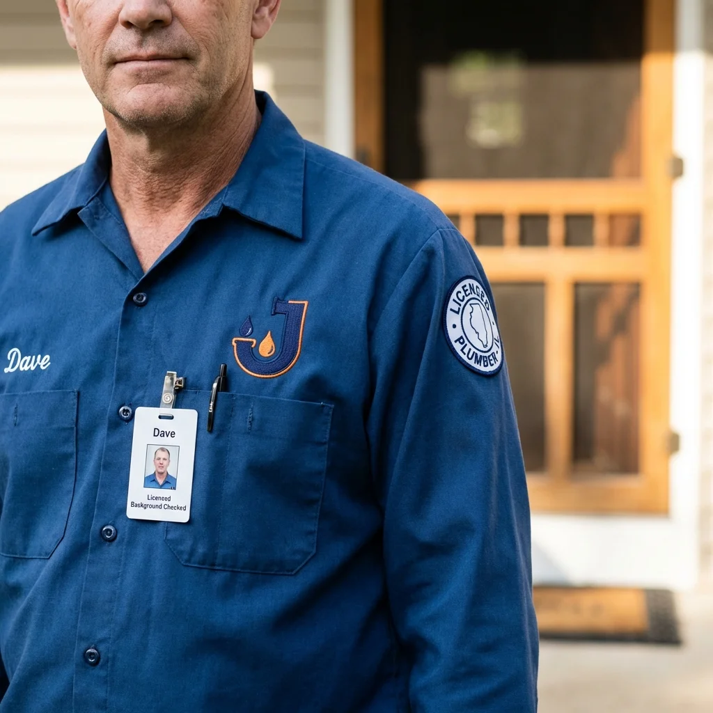 Licensed plumber showing ID badge in Effingham, NH