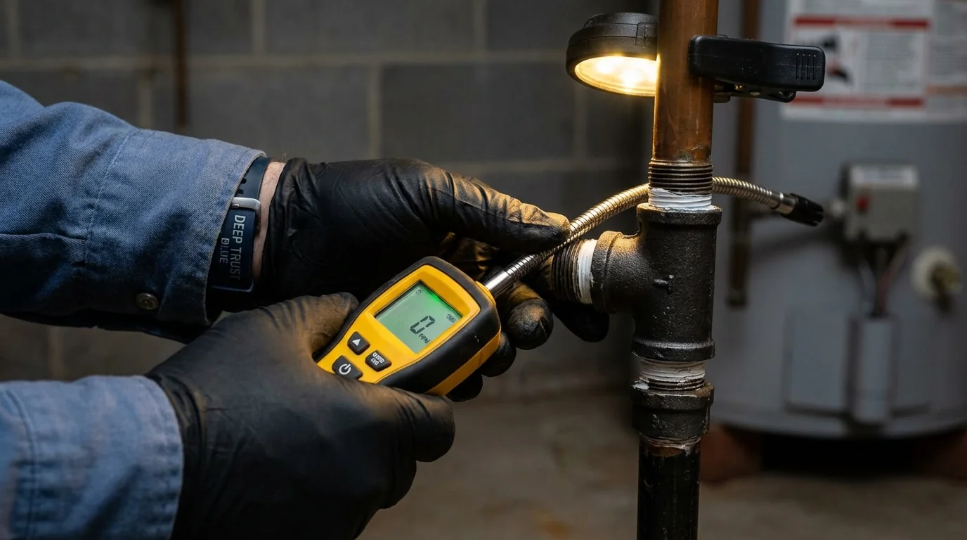 Gas leak detection with electronic sniffer by Johns Plumbing LLC in Effingham