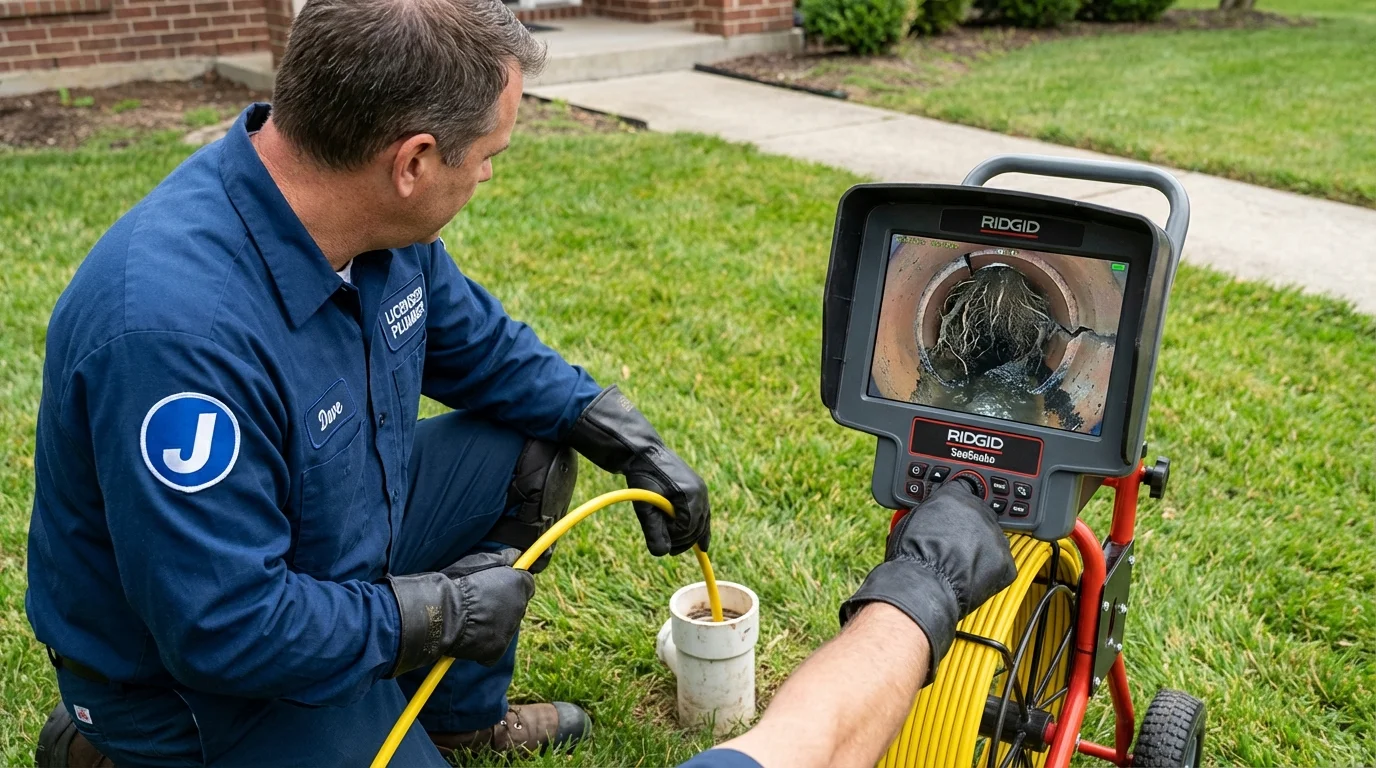Sewer camera inspection being performed by Johns Plumbing LLC in Effingham
